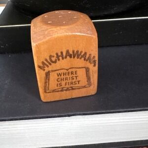 Vintage Michawaka Gitchee Gume Wood Pepper Shaker MCM Camp Rustic Cabin Collect